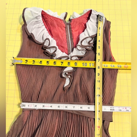 VINTAGE MCM mid century‎ Miss Elliette ruffle accordion pleated dress 60s 50s - Picture 16 of 17